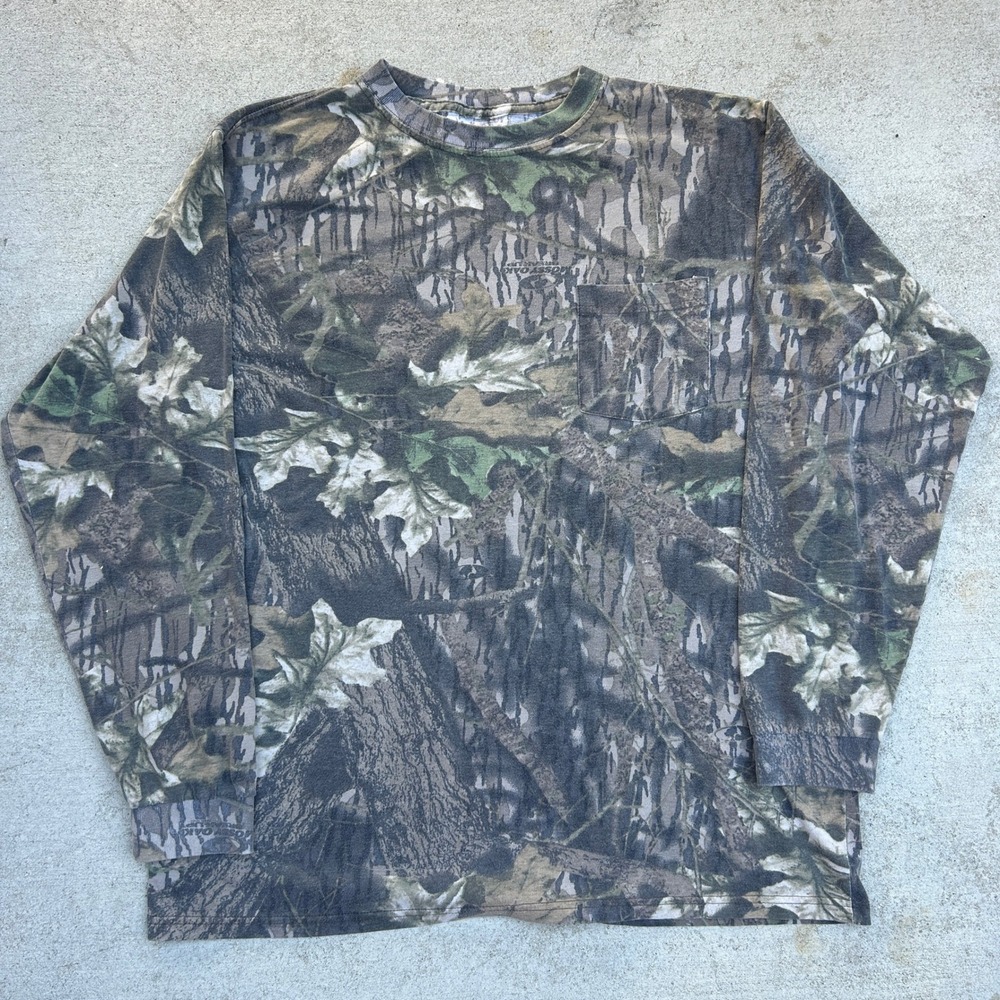 Mossy Oak Long Sleeve Pocket Tee XL Camo Vintage 90s Y2K Faded Gorpcore Workwear